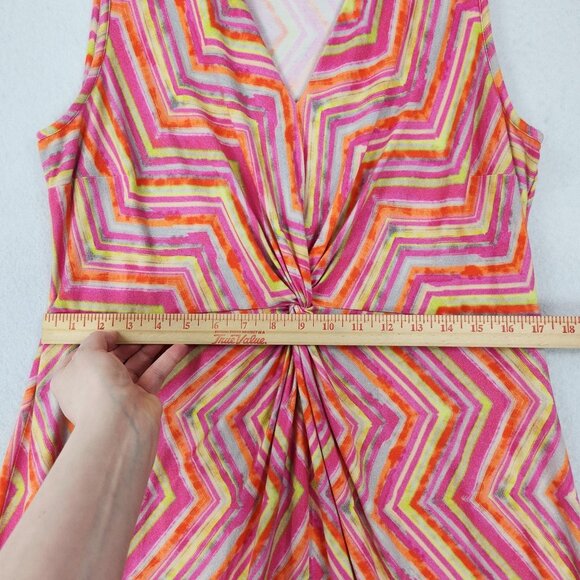 Soft Surroundings Dress Womens Large Pink Maxi V Neck Twist Front Sleeveless - Picture 4 of 10